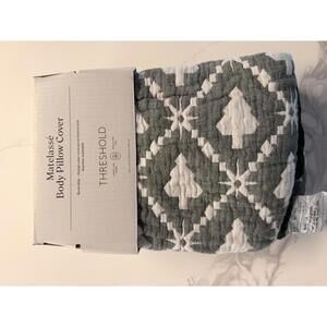 Threshold Matelassé Reversible Body Pillow Cover 20x52 Green NWT